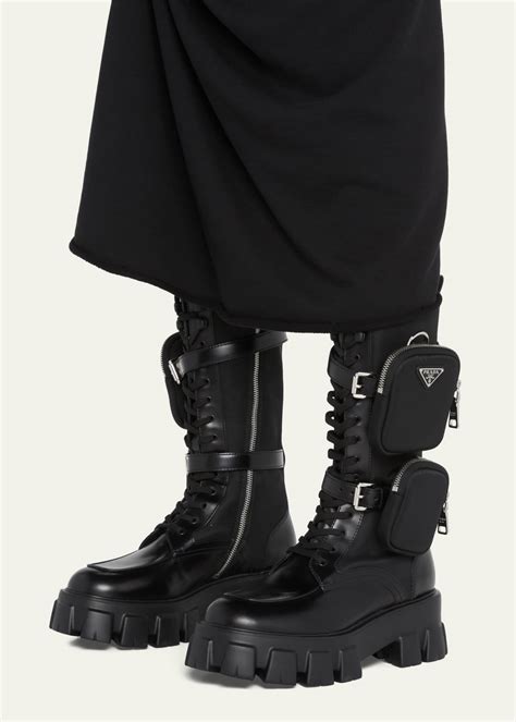 prada mini bag combat boot dupe|prada combat boots with pouch.